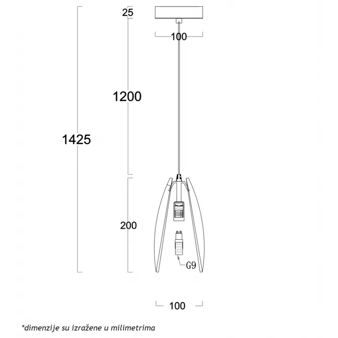 LUNA 269 VISILICA 1*G9 MESING — slika 3