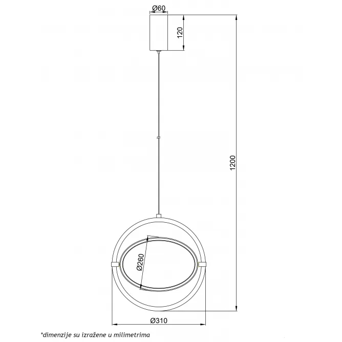 LUNA 253 VISILICA 10W 3000K CRNA DIMABILNA — slika 3