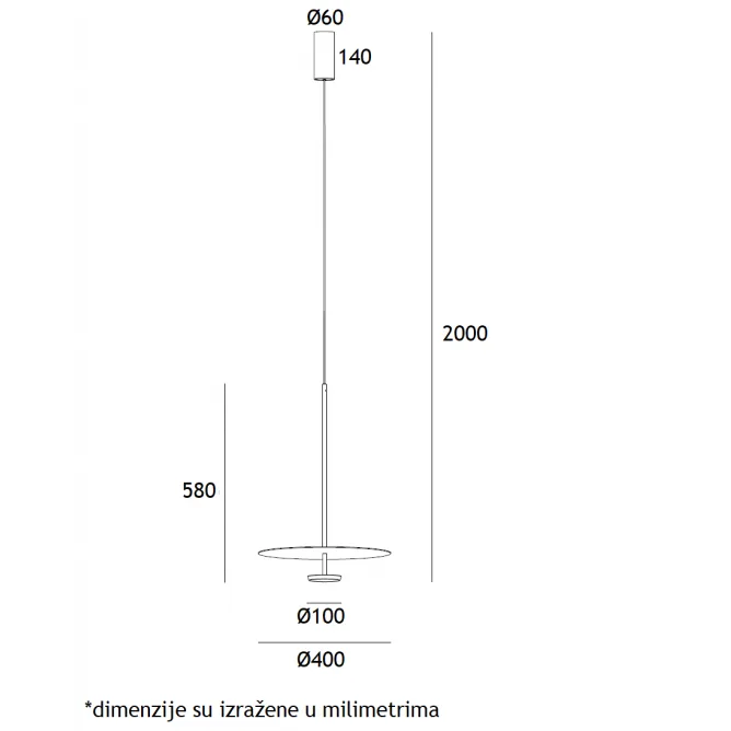 ARIA 20 VISILICA LED 10W 3000K CRNA — slika 5