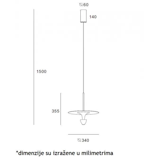 ARIA 19 VISILICA LED 12W 3000K CRNA — slika 2