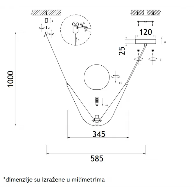 VESTA 448 VISILICA 1*G9 MESING — slika 3