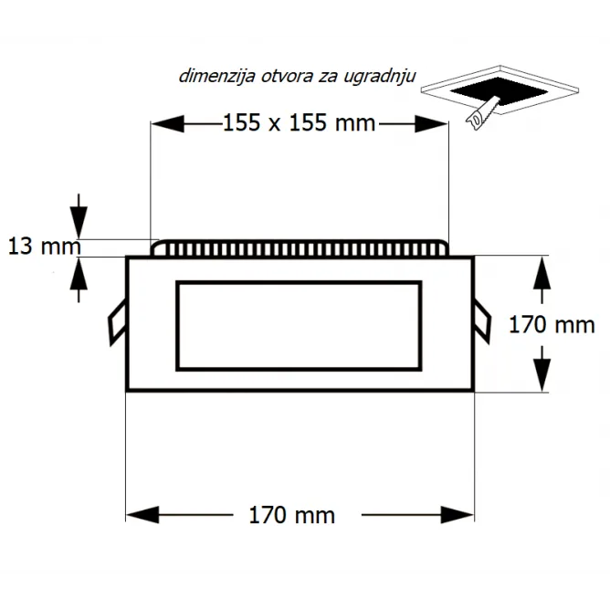 LED PANEL U/Z KNS1-12W 3000/4000/6000K — slika 2
