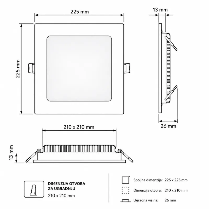 LED PANEL U/Z KNS1-18W 3000/4000/6000K — slika 2