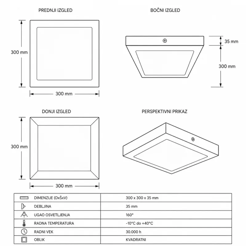 LED PANEL N/Z KNS5-24W 4000K CRNI — slika 3