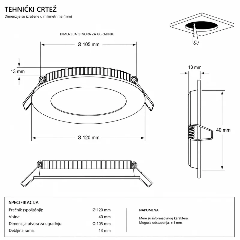 LED PANEL U/Z KNC1-6W 6500K — slika 2