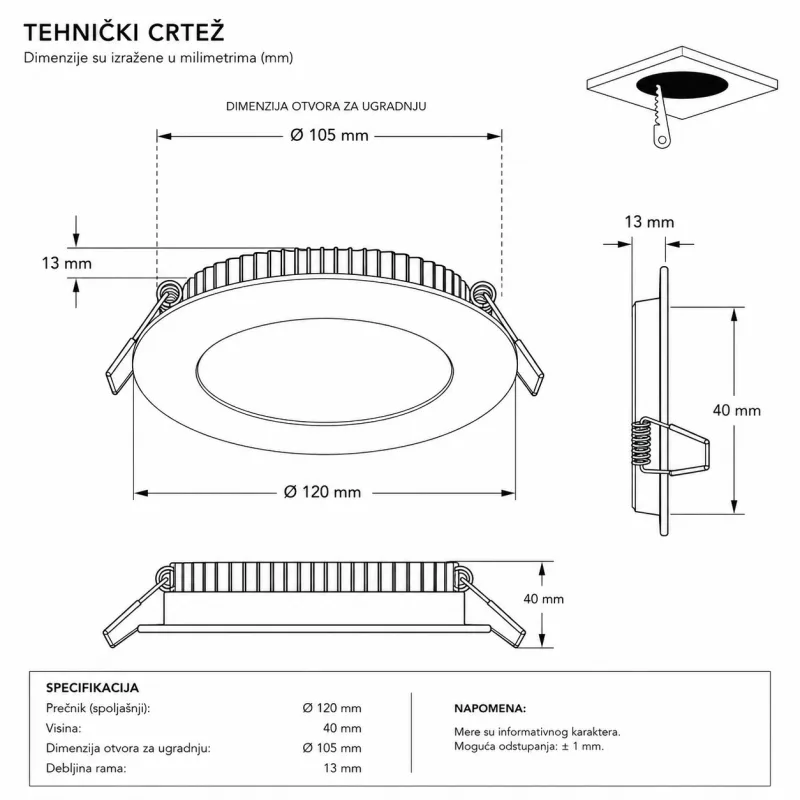 LED PANEL U/Z KNC1-6W 4000K — slika 2
