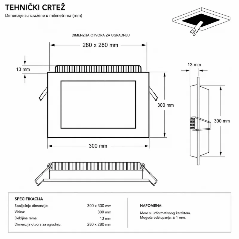 LED PANEL U/Z KNS1-24W 4000K — slika 2