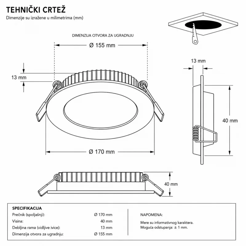 LED PANEL KA-C1 12W 6500K — slika 2