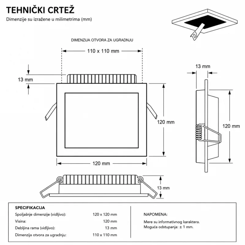 LED PANEL U/Z KNS1-06W 6500K — slika 2