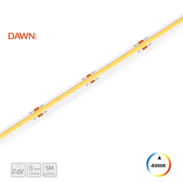 DAWN LED TRAKA 24V 4.8W/m 4000K IP20 (HL COB NW, 5met, 8mm)