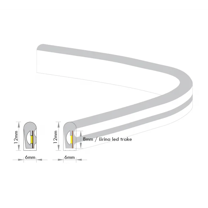 LED NEON FLEX 24V 8.8W/m 4000K IP65 (KL-2835-120-NW, 1met, 8mm) — slika 3