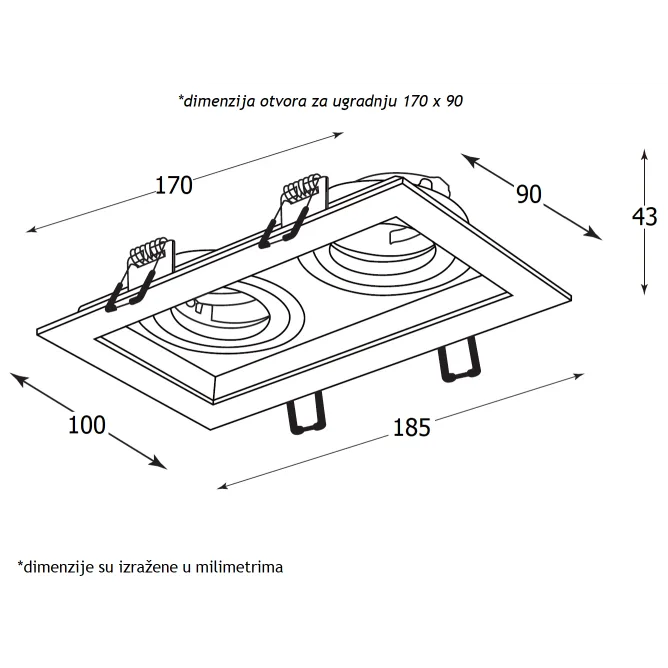 ROZETNA 708 2*GU10 BELA — slika 2