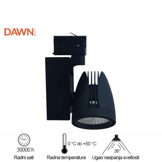LED REFLEKTOR ŠINSKI 337201-3 40W 4000K CRNI TROSTEPENI