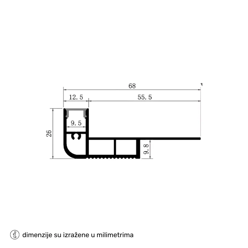 DAWN LED PROFIL LL-ALP6826 KOMPLET CRNI — slika 3