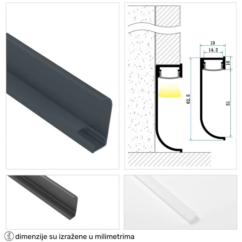 LED PROFIL LL-ALP6419 KOMPLET CRNI — slika 2