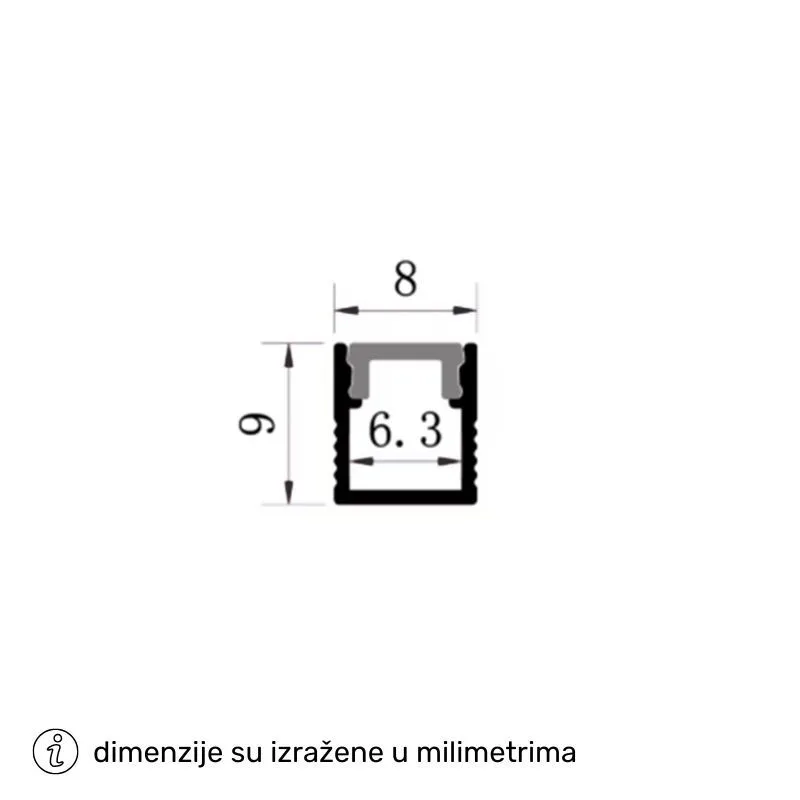 LED PROFIL LL-ALP0809 KOMPLET SIVI — slika 2