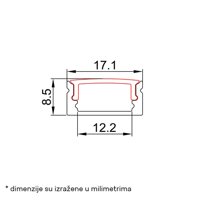 LED PROFIL LL-ALP002-R KOMPLET CRNI — slika 2