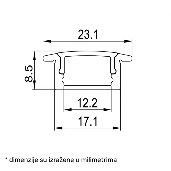 LED PROFIL LL-ALP001-R KOMPLET SIVI — slika 2