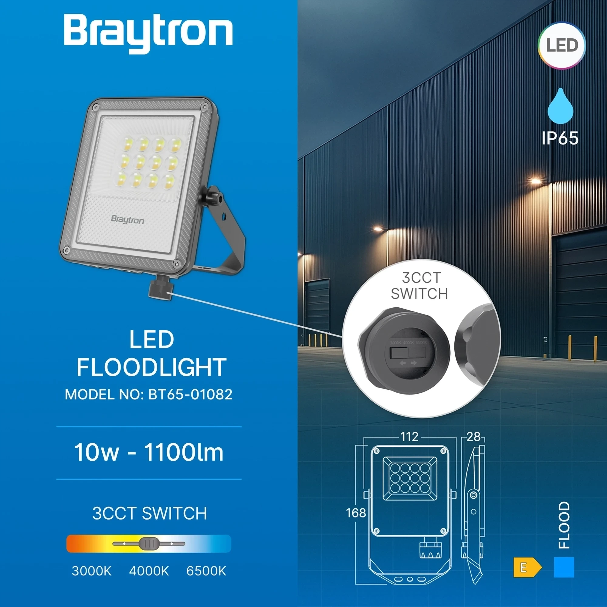 LED REFLEKTOR 10W SIVI CCT IP65 — slika 3
