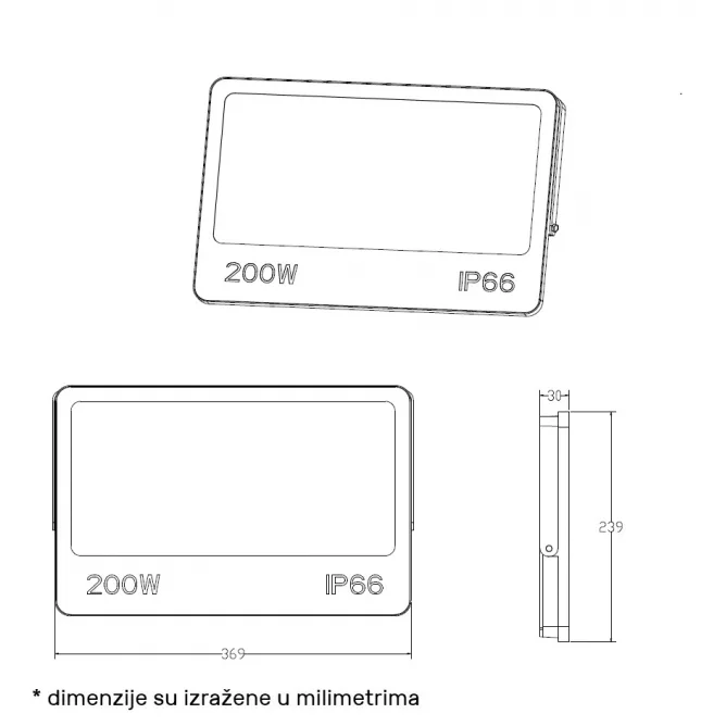 GN-FL913-200W DAWN LED REFLEKTOR CCT 20000lm 110° IP66 — slika 2