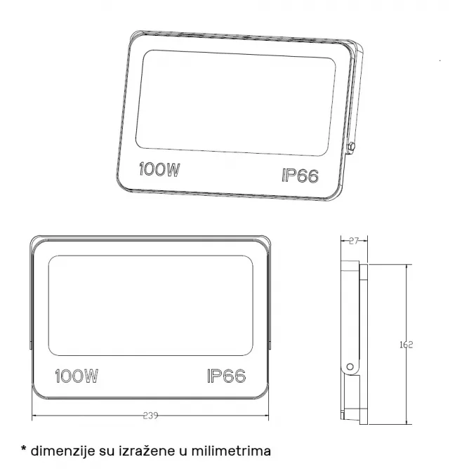 GN-FL913-100W CCT DAWN LED REFLEKTOR 10000lm 110° IP66 — slika 2