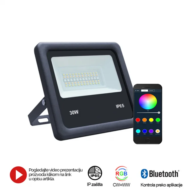 LED REFLEKTOR BR-FL30W-04AZ CRNI RGB/WW/CW BLUETOOTH — slika 2