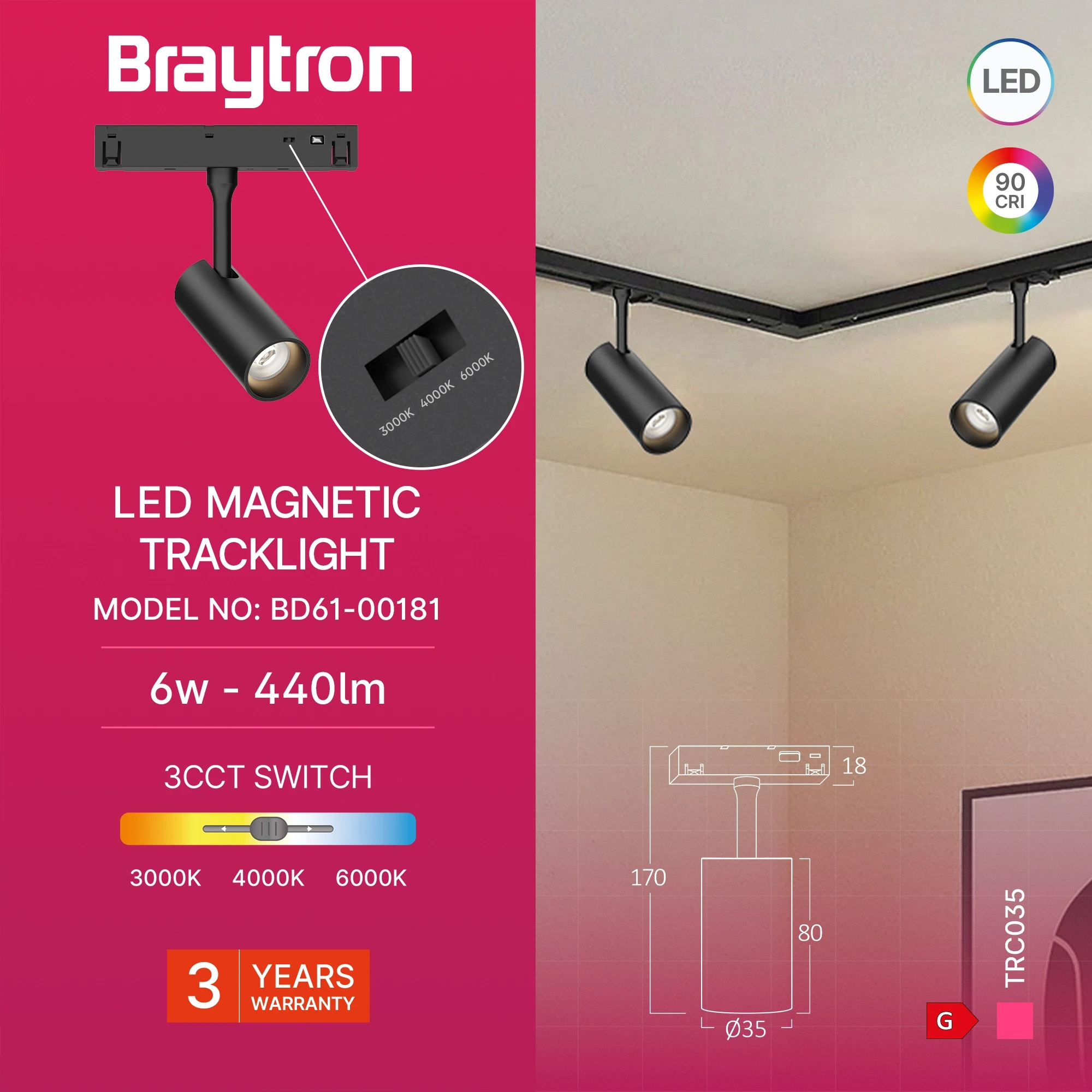 MAGNETNI SPOT REFLEKTOR 6W CRNI CCT 48VDC — slika 3