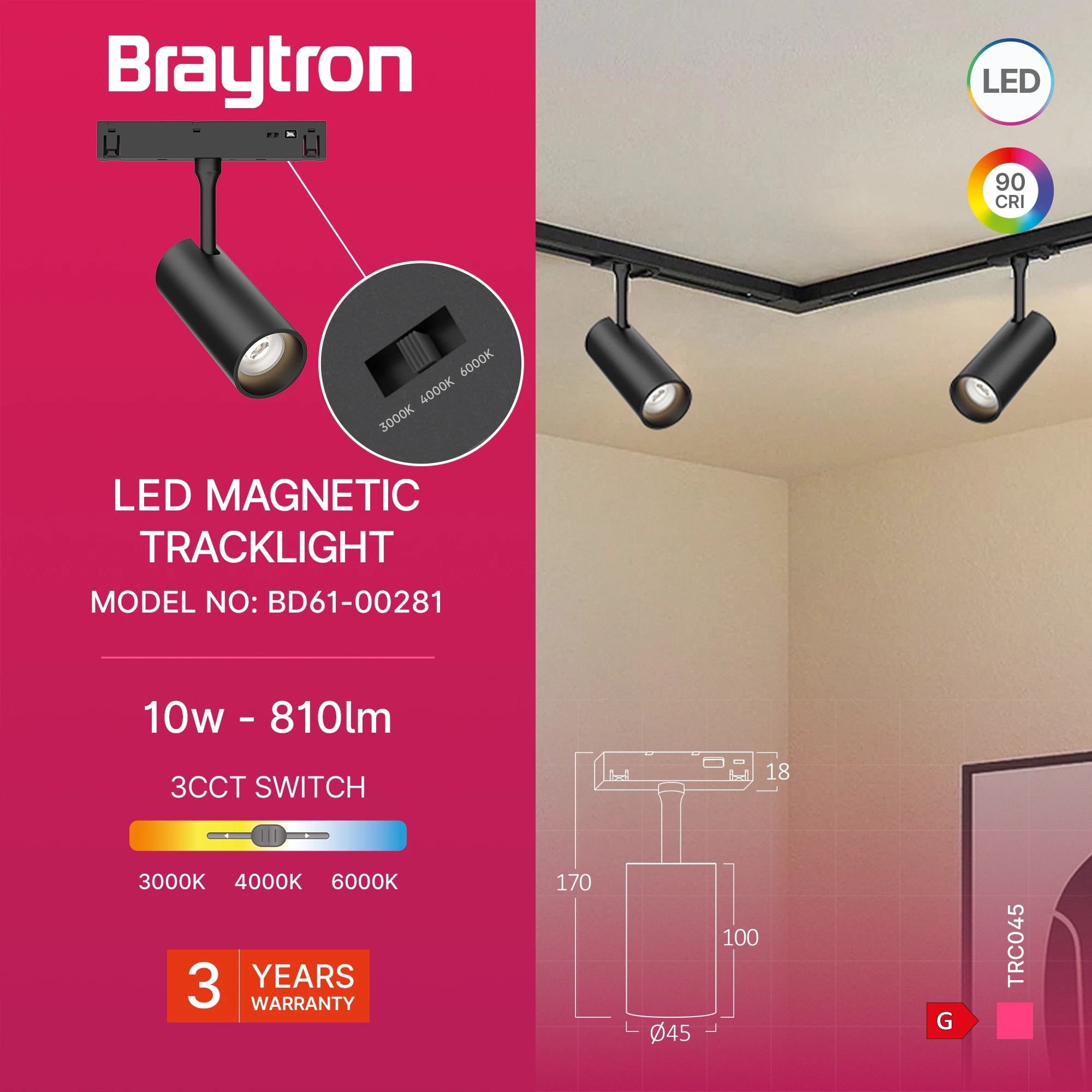MAGNETNI SPOT REFLEKTOR 10W CRNI CCT 48VDC — slika 3