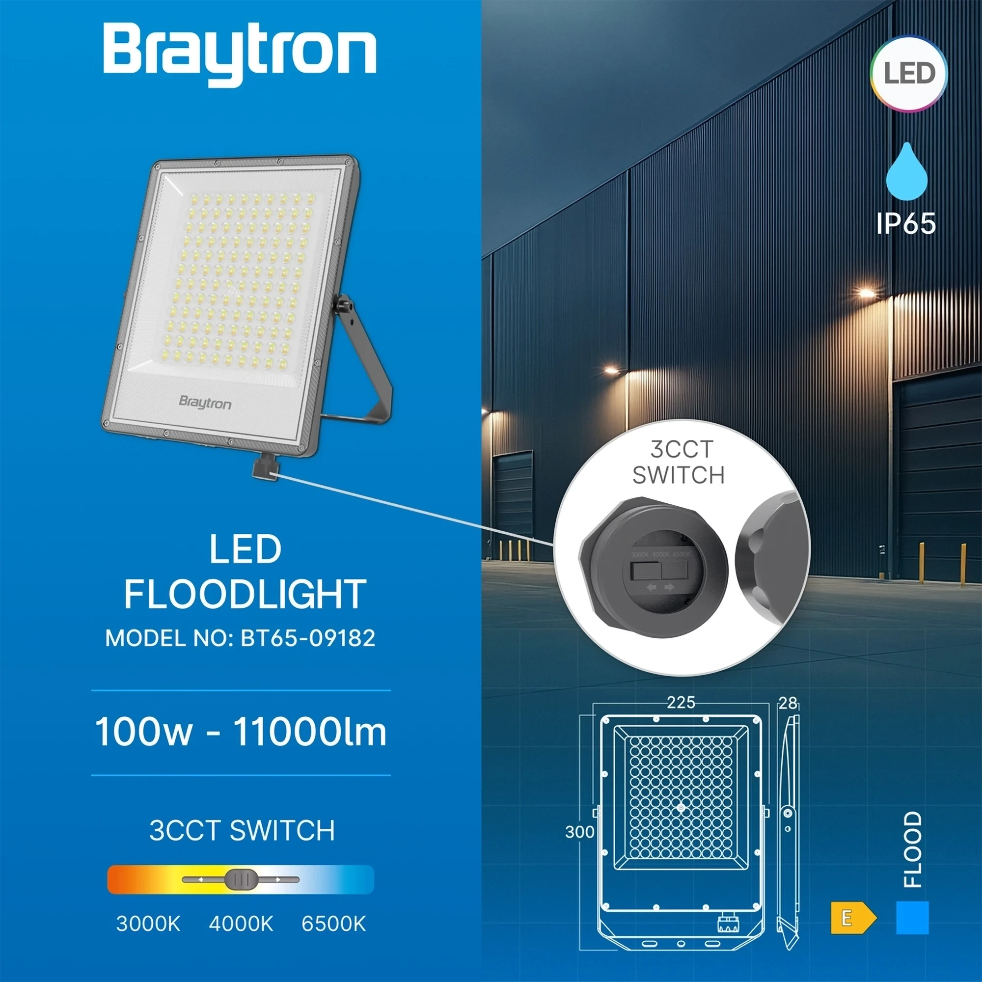 LED REFLEKTOR 100W SIVI CCT IP65 — slika 3