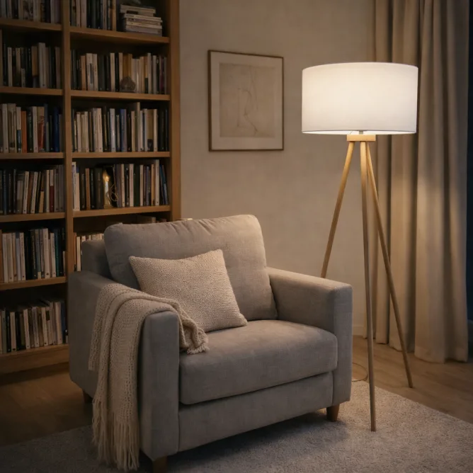 PODNA LAMPA TRONOŽAC 607042 DRVO-BELA — slika 2