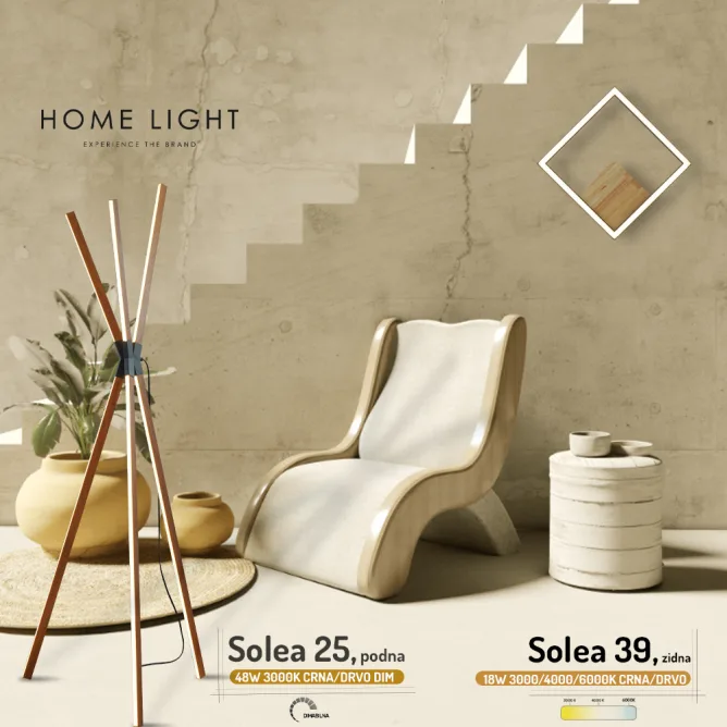 SOLEA 25 PODNA LAMPA 48W 3000K CRNA/DRVO DIMABILNA — slika 3