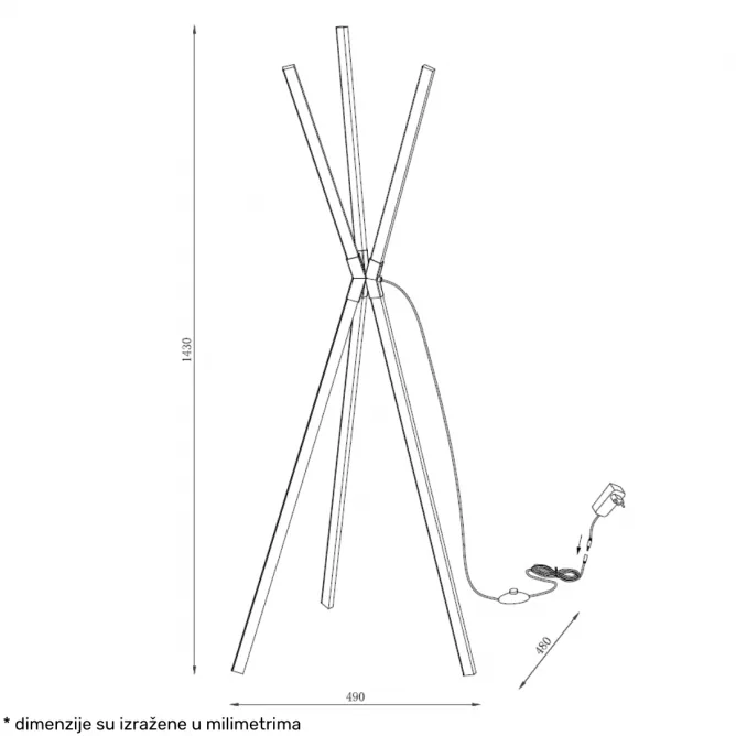 SOLEA 25 PODNA LAMPA 48W 3000K CRNA/DRVO DIMABILNA — slika 4