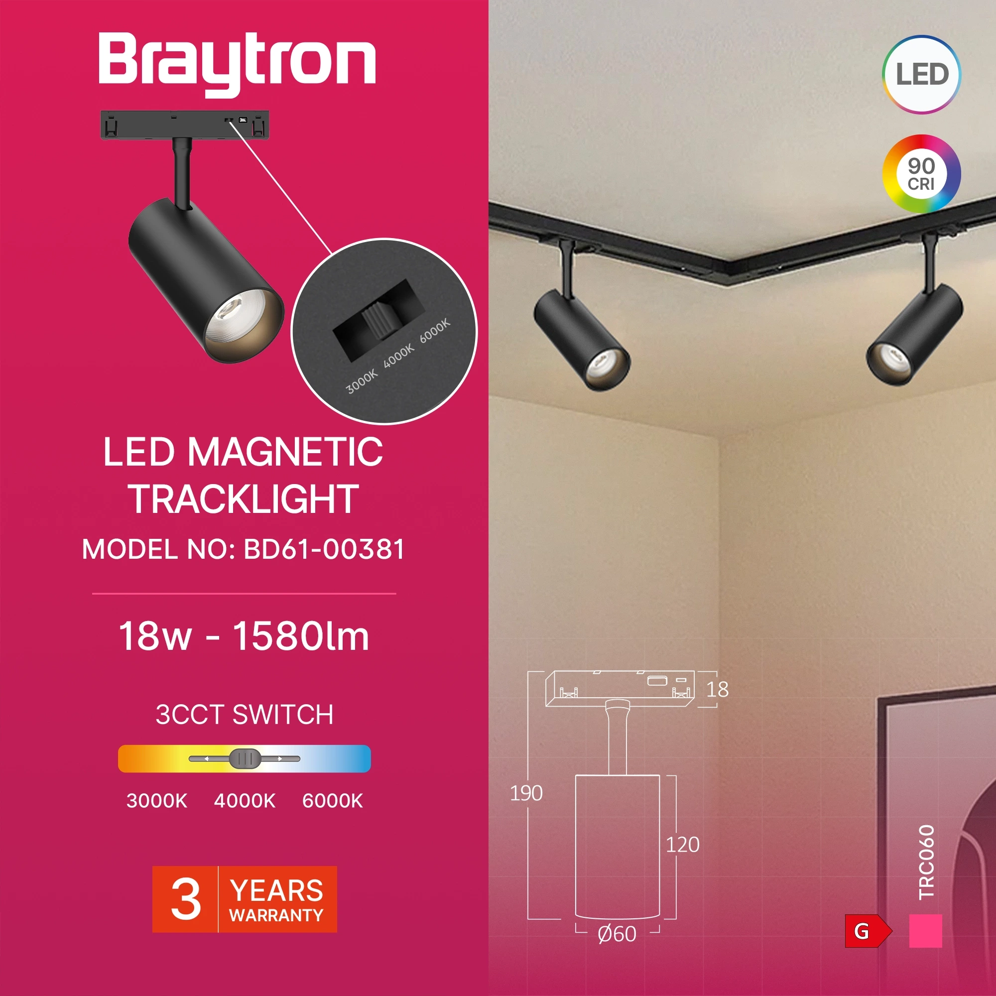MAGNETNI SPOT REFLEKTOR 18W CRNI CCT 48VDC — slika 3