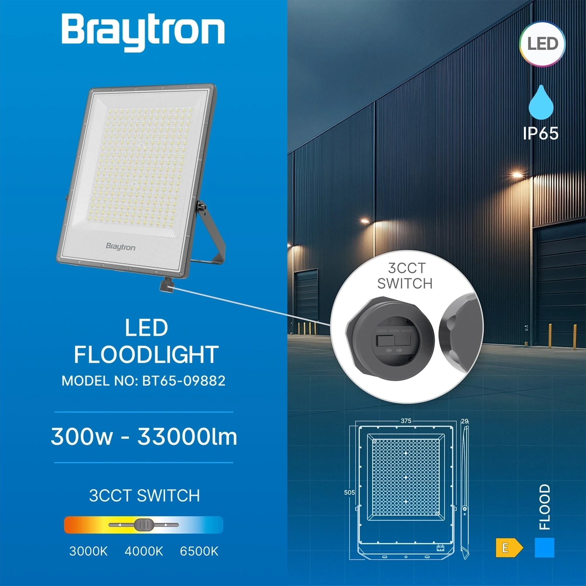 LED REFLEKTOR 300W SIVI CCT IP65 — slika 3