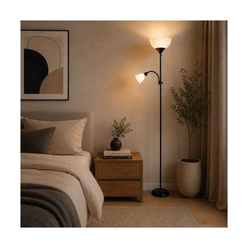 VESTA 653 PODNA LAMPA 1*E27+1*E14 CRNA — slika 2