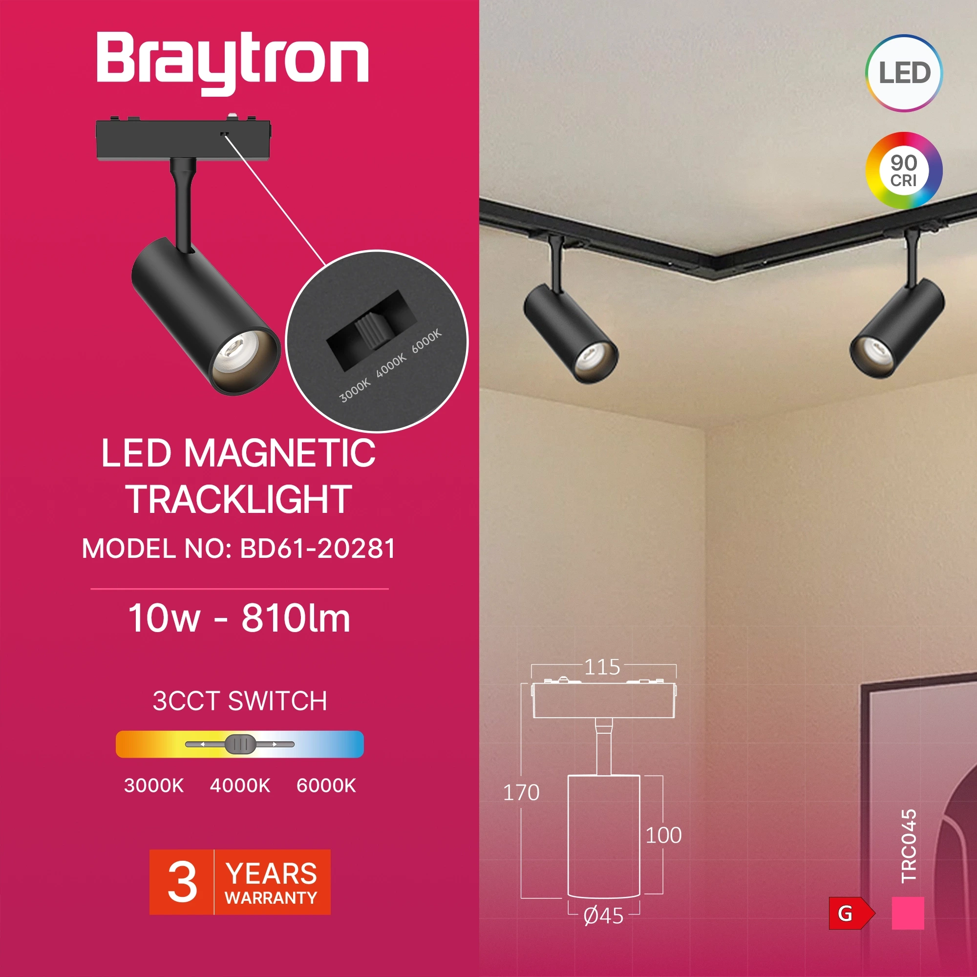 MAGNETNI SPOT REFLEKTOR 10W CRNI CCT 48VDC — slika 3