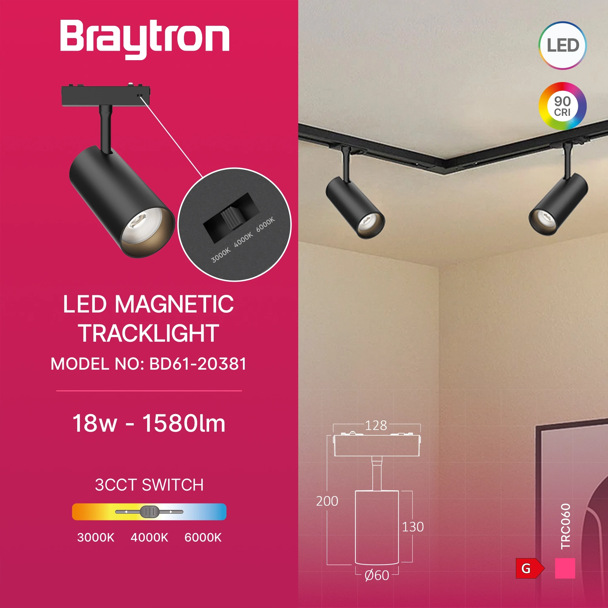 MAGNETNI SPOT REFLEKTOR 18W CRNI CCT 48VDC — slika 3