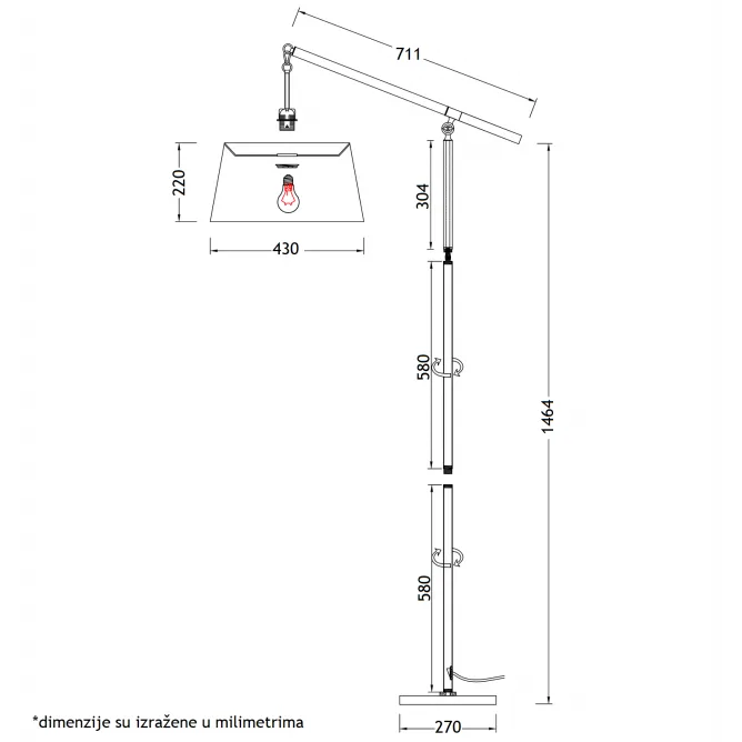 RUSTIK 166 PODNA LAMPA 1*E27 — slika 7