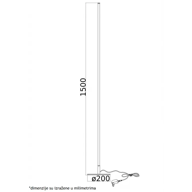 VESTA 364 PODNA LAMPA 18W 3000K CRNA — slika 3