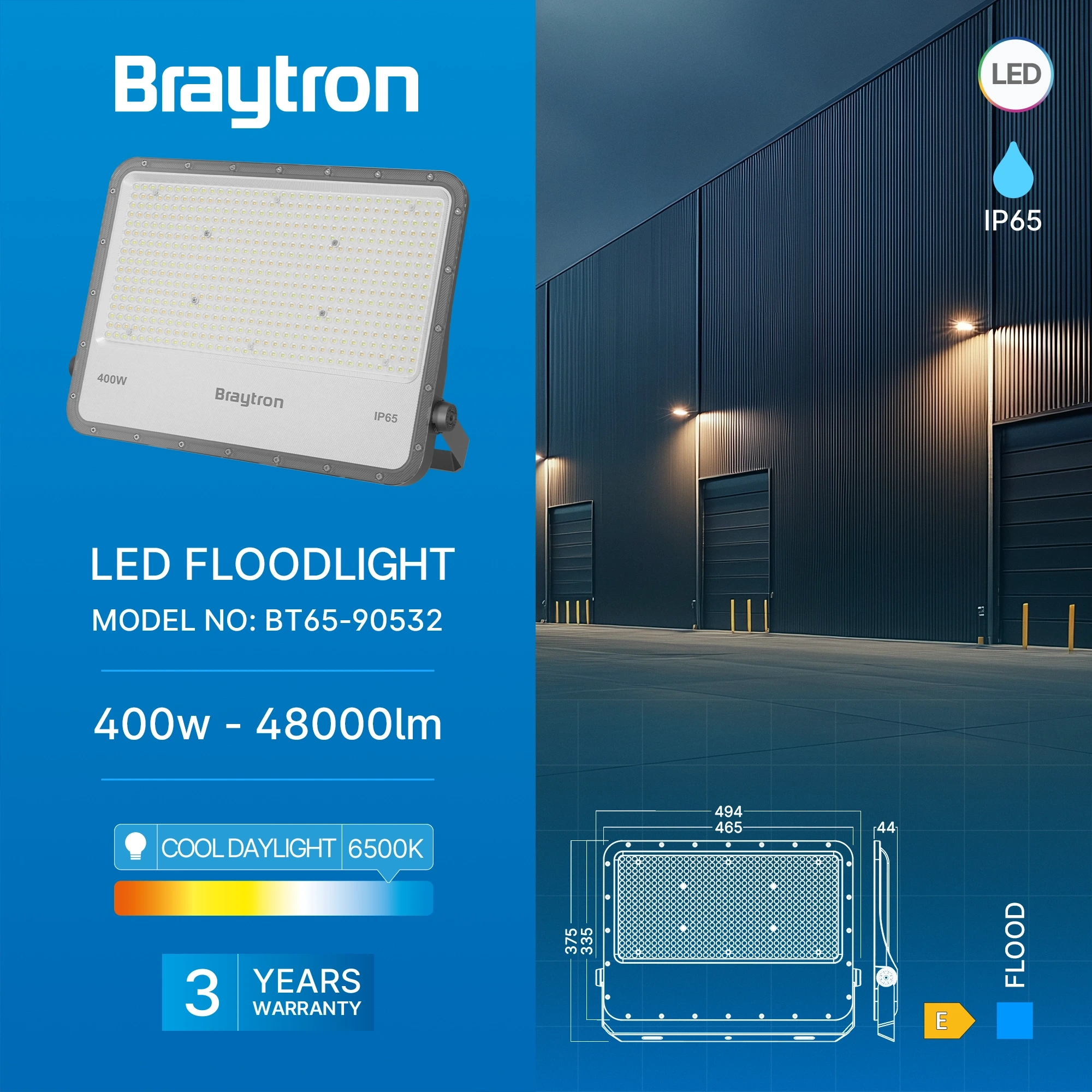 LED REFLEKTOR 400W SIVI 6500K IP65 — slika 3
