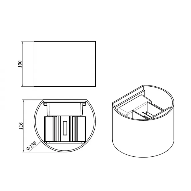 LED SPOLJNA LAMPA A310R ZIDNA 6W 3000K IP54 CRNA — slika 3