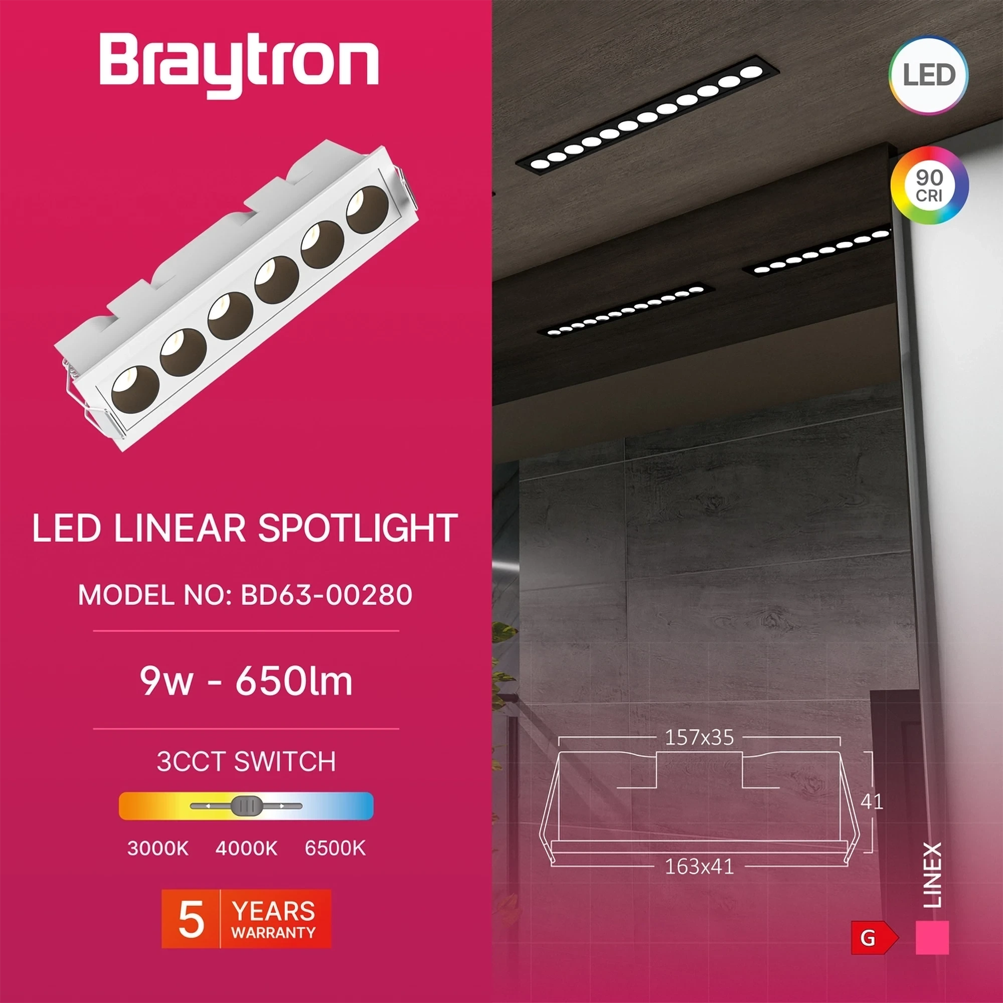 LED LINEARNA SVETILJKA 9W BELI CCT — slika 3