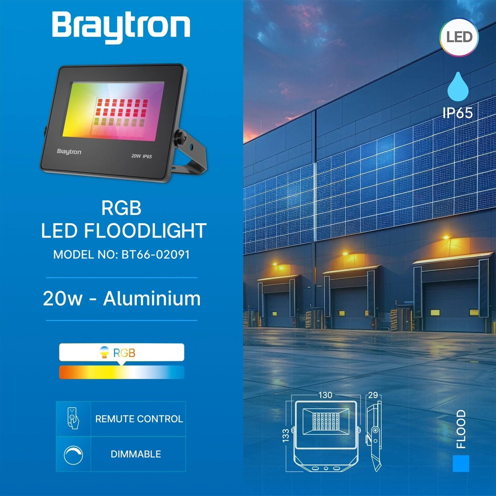 LED REFLEKTOR 20W CRNI RGB IP65 — slika 3