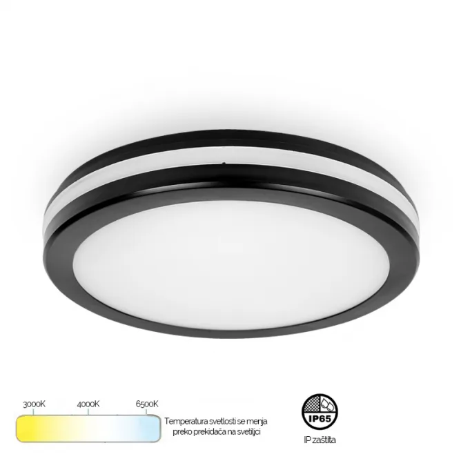 LED PLAFONJERA MONA-300-30W 3000/4000/6500K IP65 CRNA — slika 3