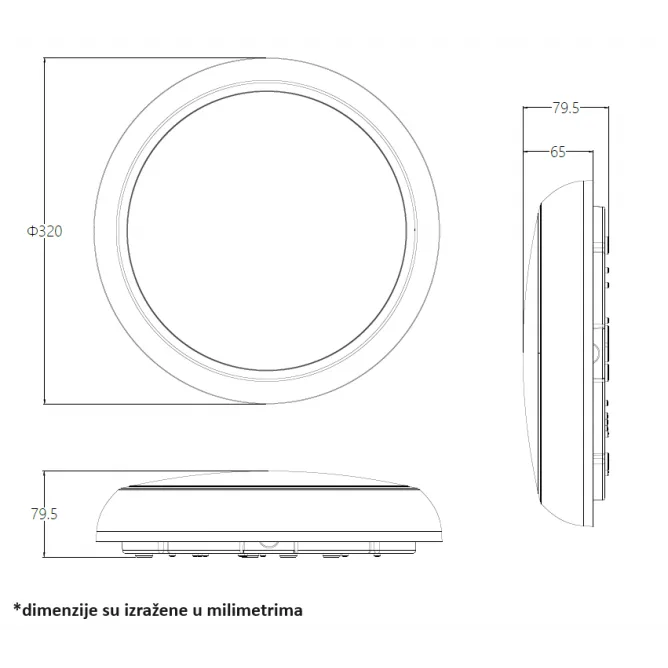 LED PLAFONJERA CDLED24 24/20/16W 3000/4000/6500K IP65 BELA — slika 3