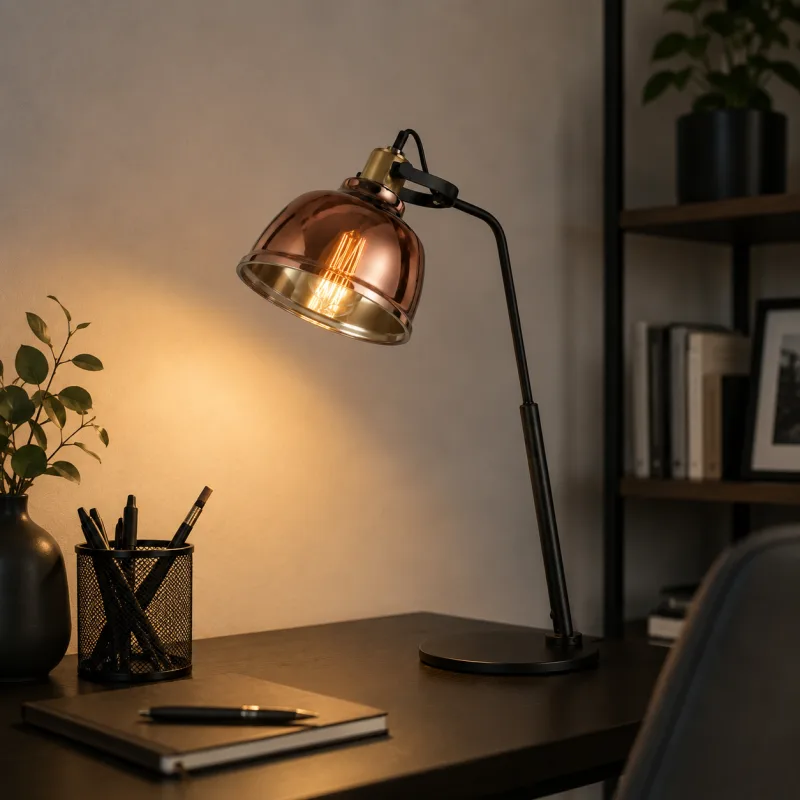 LUNA 219 STONA LAMPA 1*E27 CRNA/BAKAR — slika 2