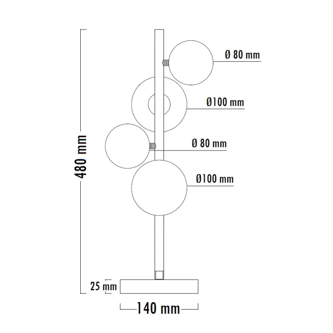 VESTA 600 STONA LAMPA 4*G9 CRNA — slika 3