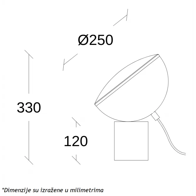 ARIA 30 STONA LAMPA 10W 3000K CRNA — slika 3
