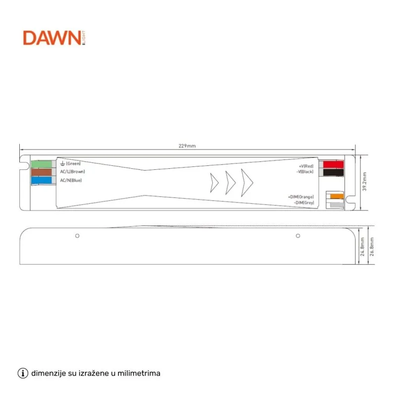 DAWN LED NAPAJANJE SLIM 48V 200W 200WHCL-48 DIMABILNO — slika 2