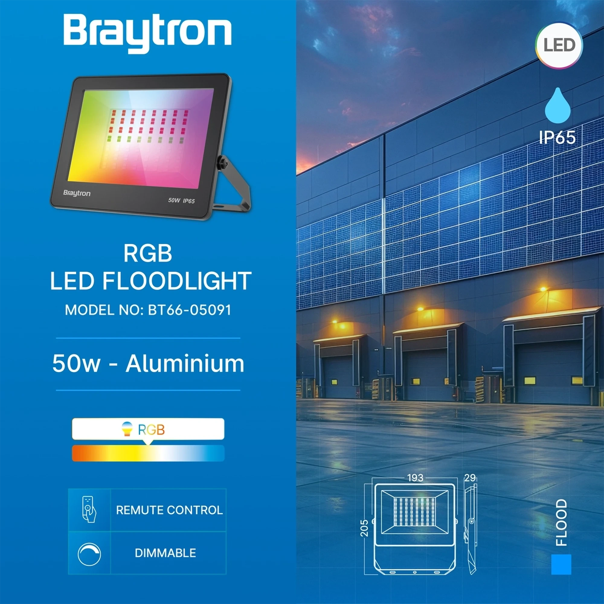 LED REFLEKTOR 50W CRNI RGB IP65 — slika 3